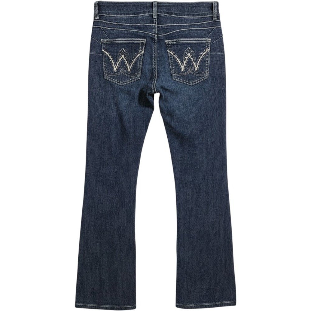 Wrangler Jeans Women 5/6 Blue Bootcut Dark Wash Embroidered Back Pockets Western